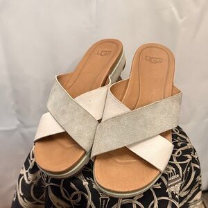 UGG Women's Sandals in White and light blue